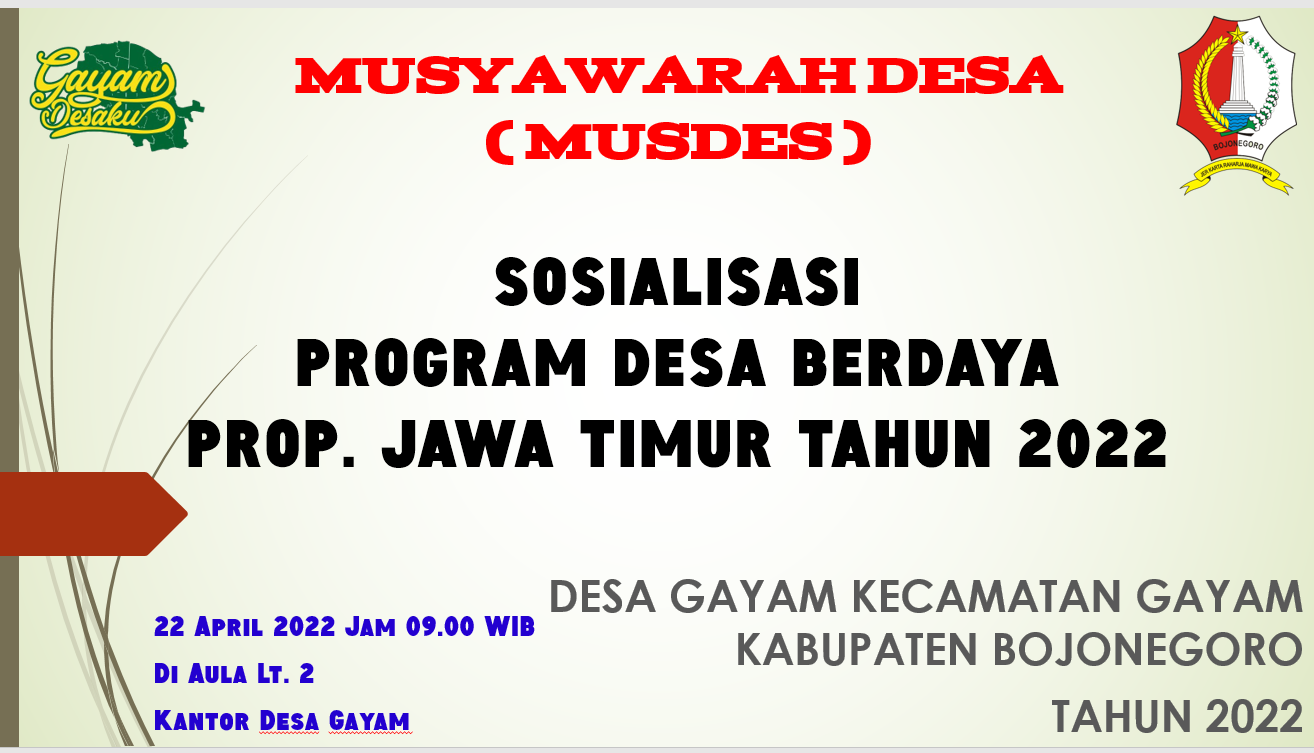 Musyawarah Sosialisasi Program Desa Berdaya Propinsi Jawa Timur Tahun 2022